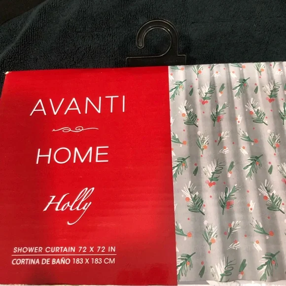 Avanti Home Holly Shower Curtain Perfect for Holidays NWT Grey, Green & Red - Picture 1 of 4